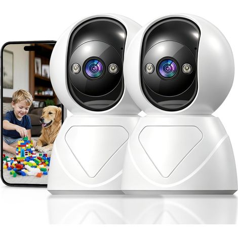 Caméra de sécurité d'intérieur inclinable 2,4 G, 1080p pour moniteur de bébé/personne âgée, caméras de vidéosurveillance WiFi, sirène d'alarme, vision nocturne, conversation bidirectionnelle, SD (1/5)