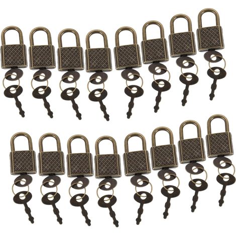 Lot de 20 mini cadenas vintage en bronze avec clés, valises (1/5)