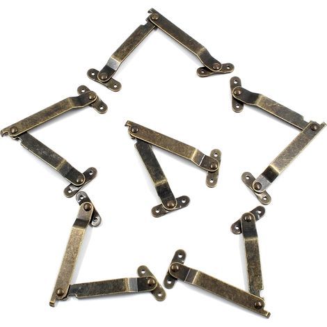 Satz mit 6 Klappscharnieren für Schmuckkästchendeckel, aus antikisiertem Messing, drehbarem Eisen (gefaltete Länge: 83 mm, Breite: 10 mm) (1/5)