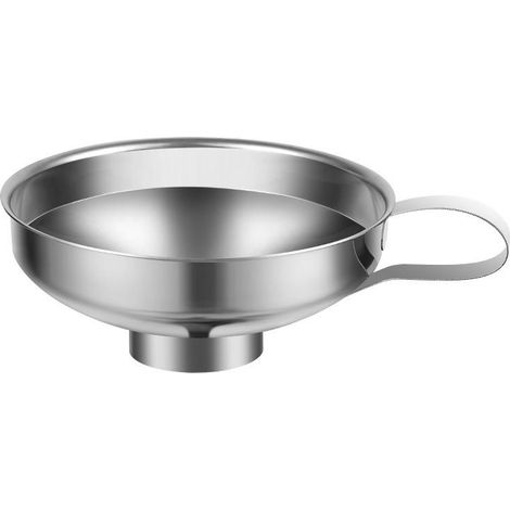 Entonnoir de cuisine en acier inoxydable, entonnoir métallique à large ouverture avec poignée, pour transvaser huile, liquide, confiture ou aliments, argenté (1/5)