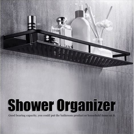 Estante de baño de acero inoxidable 1 pieza negro 50 cm, (1/5)