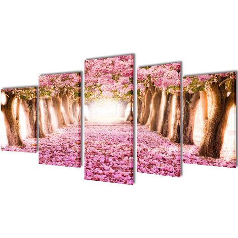 vidaXL Set de toiles murales imprimées Cerisiers en fleurs 200 x 100 cm (1/3)