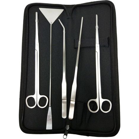 5 en 1 Ciseaux Aquarium, Tank Tweezers Ciseaux Ensemble d'outils de spatule,en Acier Inoxydable,Aquascaping Outil pour Aquarium-Fei Yu (1/5)