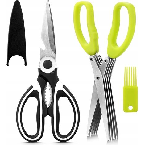 Tijeras de cocina VinDox para hierbas, afiladas, de acero inoxidable (2 unidades) (1/5)