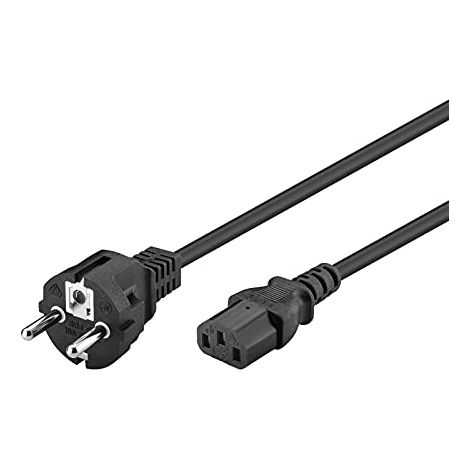 Cavo di collegamento del dispositivo freddo, 3 m, nero, spina di terra (tipo E/F, CEE 7/7)  Presa dispositivo C13 (connessione IEC). Lunghezza del Cavo 3 m (1/4)