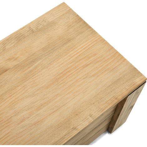 Baúl Pie de Cama ECO 40x120x37cm con tapa y ruedas de madera maciza de pino acabado vintage (1/5)