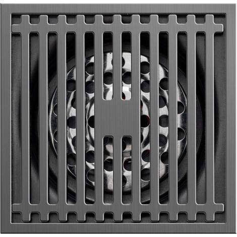 Scarico a pavimento da 10 cm in acciaio inox, realizzato in bambù spesso, colore grigio bronzo, inodore, per bagni.