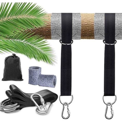 Lot de 2 Kit Hamac Ultra Résistant aux Sangles Lourde Suspension 150cm avec D-Ring,Deux Crochets Mousquetons, Charge Max 500kg,Sangles Terylene 100% Non,Extensible, Adapté aux Hamac (1/5)