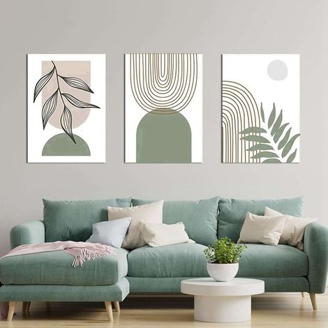Poster decorativo 60x90 cm con stampa di foglie di piante, senza cornice, 3 pezzi glamour