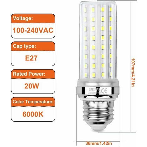 Ampoules de Mas LED 20W, équivalent 150W Ampoule Incandescente, 6000K Blanc Froid, Ampoules à E27 Vis Edison, 3 Pièces (1/4)