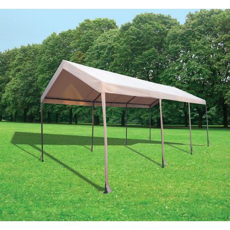 Gazebo da Giardino in Acciaio Verniciato 3x6 m Bauer Tunnel Ecrù