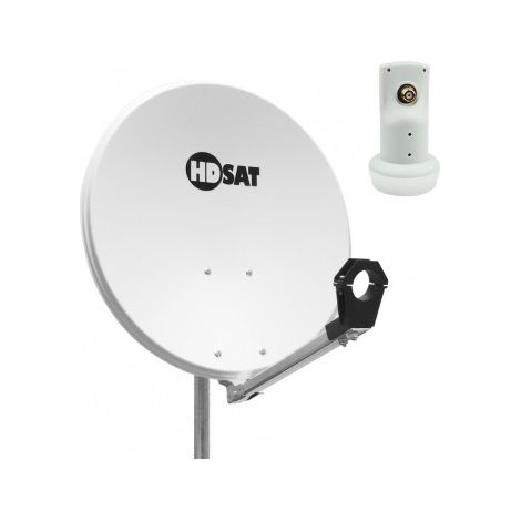 Antenne parabolique 60cm en aluminium – LNB Single HD – Fixation sur mât diamètre 30 à 60mm – Gain 36dB à 12,625GHz – Hdsat