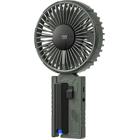 Ventilateur portable–10niveaux de vitesse, batterie 1800mAh – pour plage,Écran LED,Charge par USB-C- bureau et extérieur – gris (1/5)