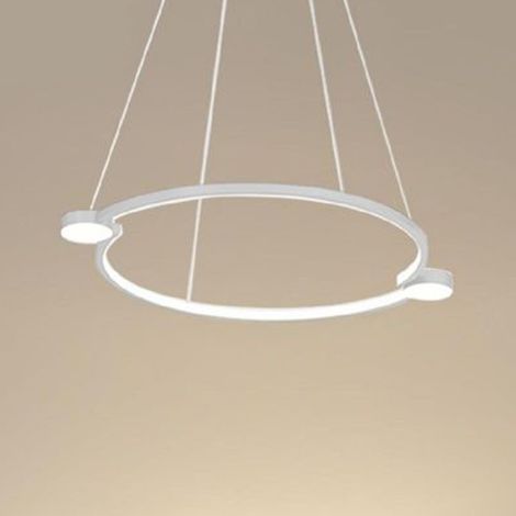 TRADE SHOP - Lampadario A Sospensione Led 20w Cerchio Con Telecomando Design Moderno Bianco 71071 -