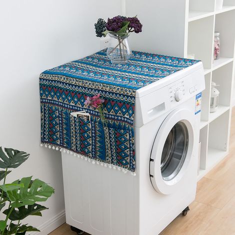 Housse De Protection Pour Appareil Electromenager - Tissu Lin - Taille M 130 X 55 Cm - Pour Refrigerateur Simple Porte Lave-Linge Tambour - 1 Piece (1/2)