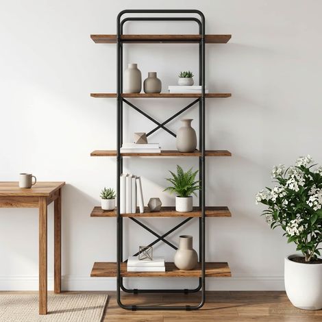 vidaXL Étagère 5 niveaux 80 x 35 x 175,5 cm PB Bois de chêne (1/5)