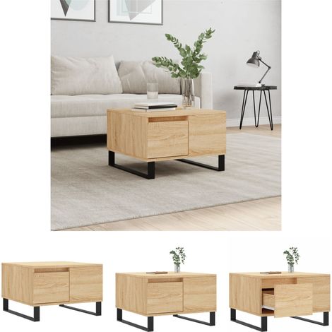 Metallbeine Couchtisch - vidaXL Couchtisch Sonoma-Eiche 55x55x36,5 cm Holzwerkstoff - Stauraum Couchtisch (1/5)