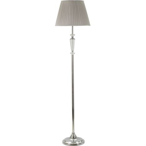 Lampada da terra in metallo e tessuto Silvery