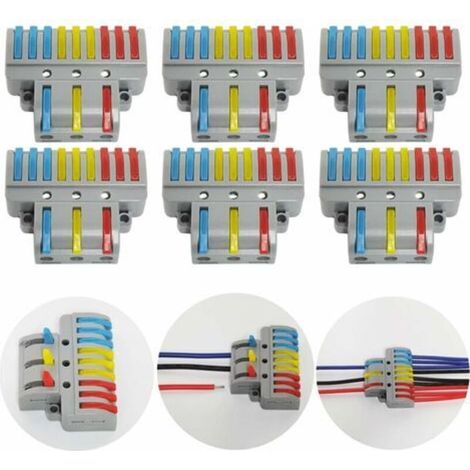 Terminales de conexión, 6 conectores eléctricos con palanca de accionamiento, terminal de conexión eléctrica automático compacto, 3 entradas y 9 salidas. (1/4)