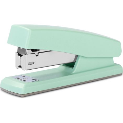 Agrafeuse 20 feuilles, format moyen, ergonomique et multifonctionnelle, facile à utiliser, pour le bureau et l'école, vert clair. (1/4)