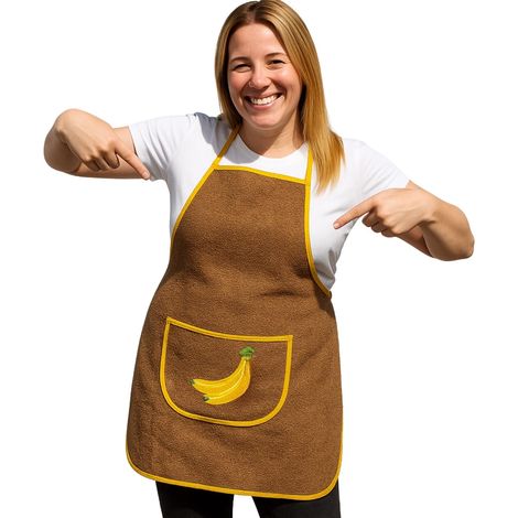 Tablier Éponge - Serviette 100% coton avec poche et fruit brodé, ajustable lavable - Tabliers de cuisine pour femme Convient pour frotter, sécher la vaisselle, 6080cm (1/2)