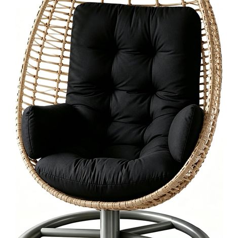 Coussin pour fauteuil suspendu, imperméable et extra épais, pour extérieur, meubles de jardin, balancelle, panier suspendu (noir) (1/5)