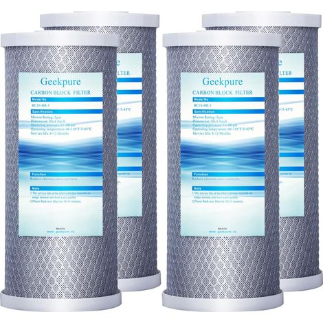 Cartouche filtrante à bloc de carbone 10 pouces pour filtration de toute la maison (lot de 4) -10 "X4.5" -5 Microns (1/5)