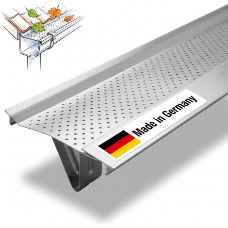ZAMBELLI Grille de protection des gouttières Protection des gouttières Made in Germany, 125mm, 2m argent, y compris support et agrafes (1/5)
