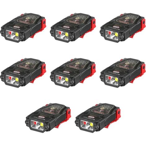 (XHK12 Lot de 8) Mini lampe frontale LED à capteur, clip pour casquette ou chapeau, rechargeable, étanche, idéale pour le camping et la pêche. (1/5)