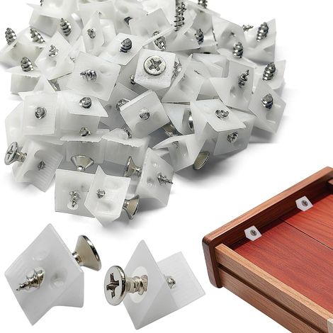 200 Pièces Cales en Plastique pour Meuble Tiroir Blanc Connecteur Arrière Stabilisateurs avec Vis Renfort Tiroir Fond de Tiroir Connecteur Équerre de Fixation pour Armoire Bibliothèque Table (1/5)