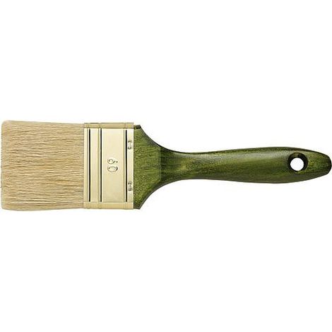 pinceau plat Profi 30mm lame anti-rouille, manche nature, vert bois dur (1/2)