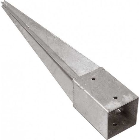 Sud Bois – Support pied de poteau galvanisé à enfoncer 90 cm – Pour poteaux 12 x 12 cm – Fixation par 4 trous de 10 mm – Usage extérieur durable