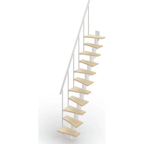Escalier droit 10 marches - Hauteur à franchir de 2.20 à 2.60m - Largeur 60cm - Couleur bois et blanc - KIP60/I-SBMNAT-10
