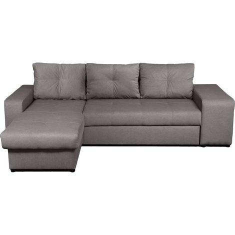 Domo Mea Divano angolare Virginia grigio 3 posti con pouf - 250x160 cm (1/5)