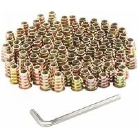 Ecrou Fileté - Acier Au Carbone Galvanisé Zinc - M6x10mm et M6x15mm - Pour Meubles et Inserts Bois - 100 Pièces (1/5)