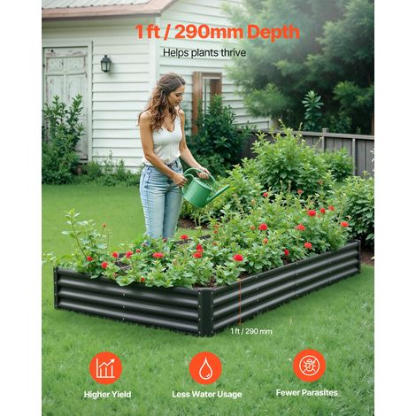 Potager Surélevé Métal 240x120x29 cm Carré Potager Surélevé Galvalume Lit de Jardin Fond Ouvert Bac de Jardinage pour Culture de Lé… (1/5)