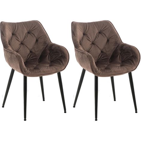 Set de 2 Sillas de comedor Tanna en terciopelo Marrón (1/5)