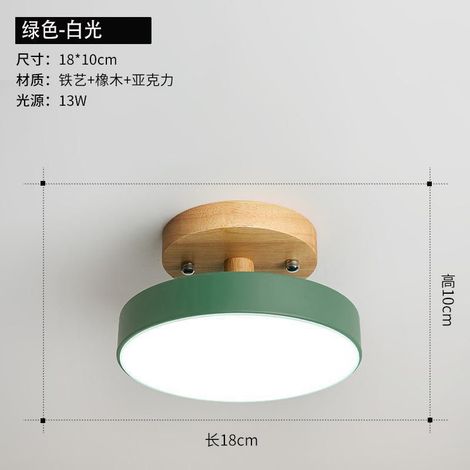 Lampe de couloir, lampe d'entrée au style nordique créatif, lampe de balcon/vestiaire en forme de bûche nordique, verte (18 cm de diamètre), lumière blanche (1/5)