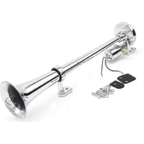 Bocina eléctrica monotubo con altavoz de aire cromado, kit de 150 dB, 12 V/24 V, universal para trenes y camiones.