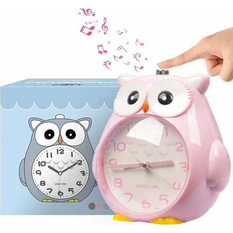 Stück rosa Eulen-Kinderwecker, tickfrei, mit Nachtlicht und Schlummerfunktion