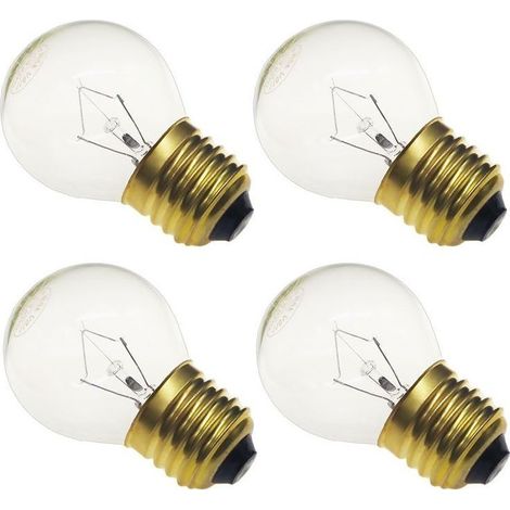 Ampoule pour four 40 W Haute température 230 V Transparente 415 lumens Culot E27 en laiton moyen Lot de 4 (G45) (1/5)