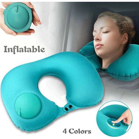 Cuscino gonfiabile a forma di U per poggiatesta auto, viaggio, ufficio e per brevi riposi (4 colori) (1/5)