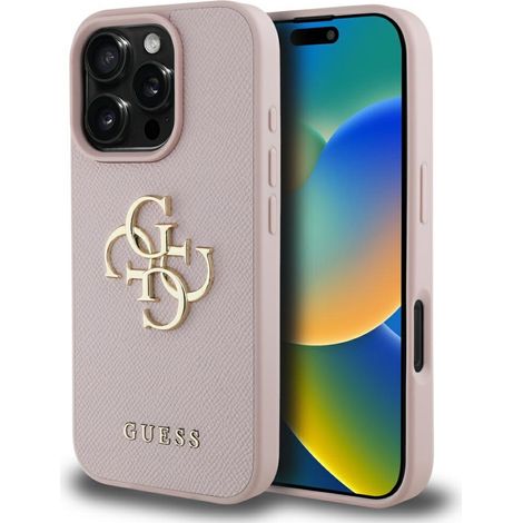 Funda Guess Grained Big 4G Logo Small Classic Logo para iPhone 16 Pro, color rosa. (1/5)