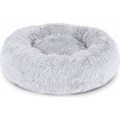 Runder Hundekorb, Katzenkissen, donutförmiger Korb, Ø 50 cm (M), Hellgrau