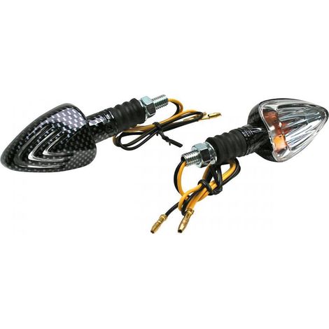 Clignotant à ampoule triangle carbone 12V 10W Ø8mm pour moto 50 à (1/4)