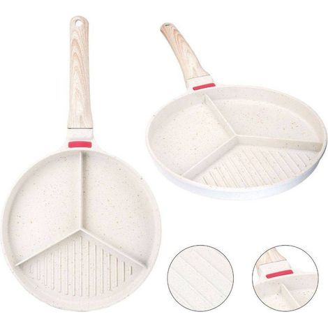 TrAdE Shop Traesio - Padella Antiaderente A Triplo Scomparto Manico In Brachelite Per Cucinare Casa -