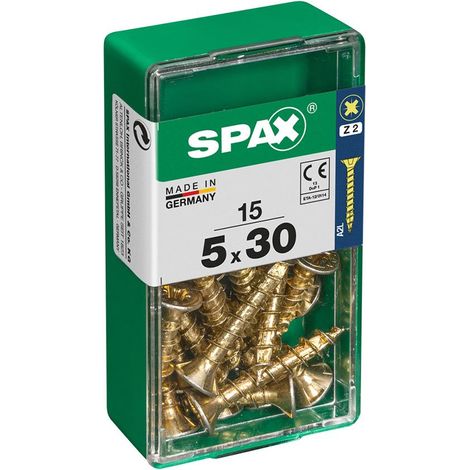 Scatola da 15 unità di vite per legno Spax con testa piatta Yellox 5,0x30 mm Spax