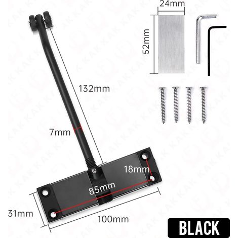 (Noir - Chine continentale) Ferme-porte automatique à ressort en acier inoxydable KAK - Dispositif de fermeture de porte réglable - Quincaillerie pour portes et meubles (1/5)