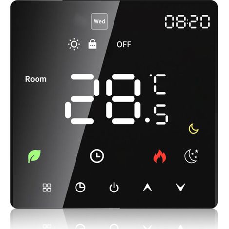 Smart home thermostat Touchscreen Programmable temperature control IP20 protection Automatic/manual mode Digital thermostat for electric underfloor heating 16A (1/5)
