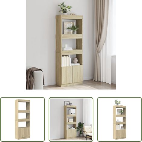vidaXL Meuble de bureau - Buffet haut 63x33x180 cm chêne sonoma bois d'ingénierie (1/5)